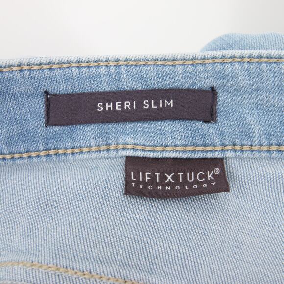 NYDJ Jeans Blue Light Wash Sheri Slim Ankle Cuff High Waist Tummy Control 24W - Picture 11 of 16